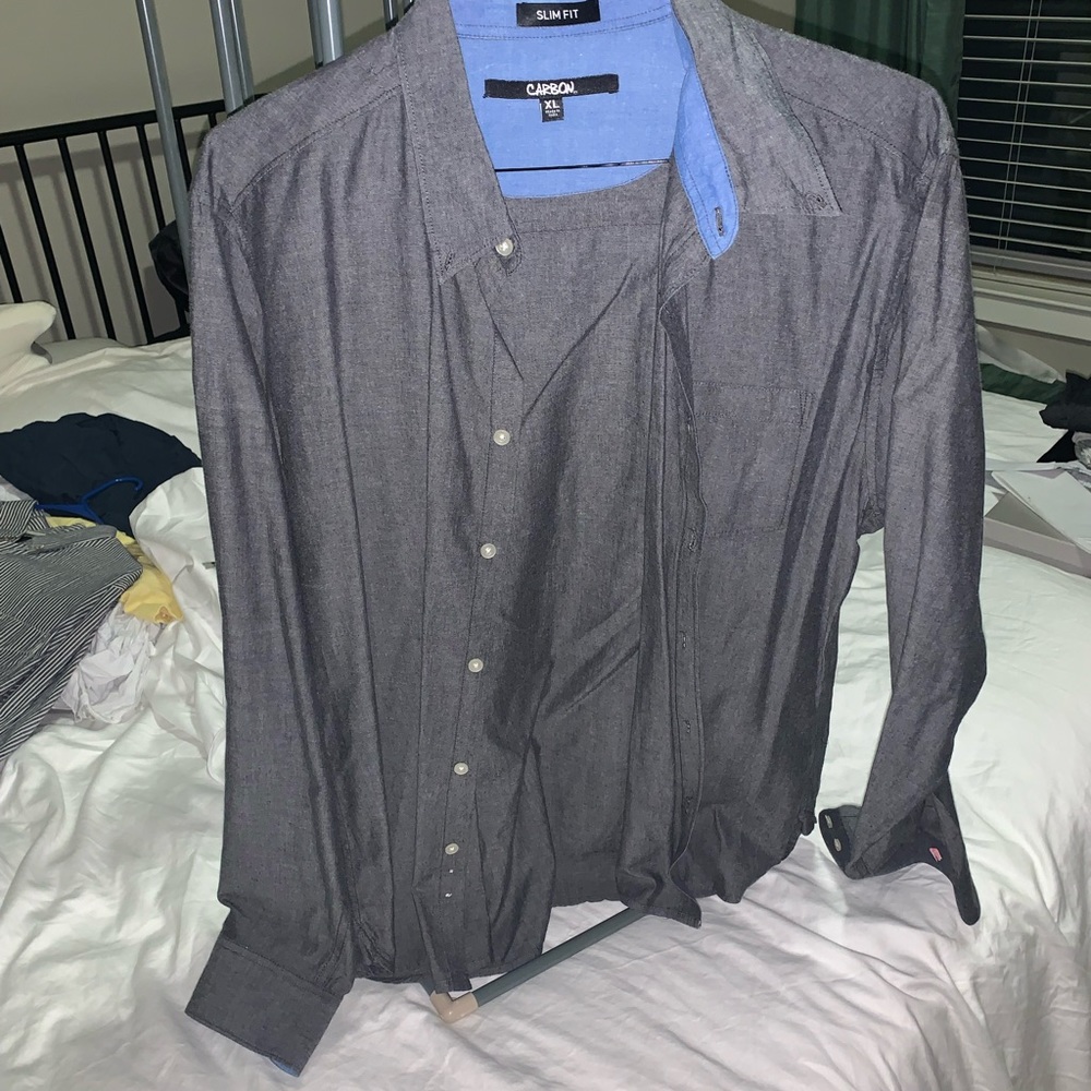 Carbon casual gray button down XL